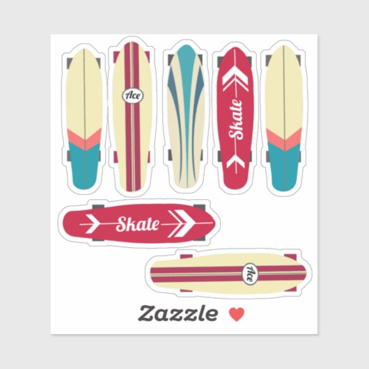 Vintage Skateboards Aufkleber (Blatt)