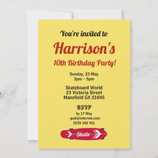 Vintage Skateboards Einladung (Rückseite)