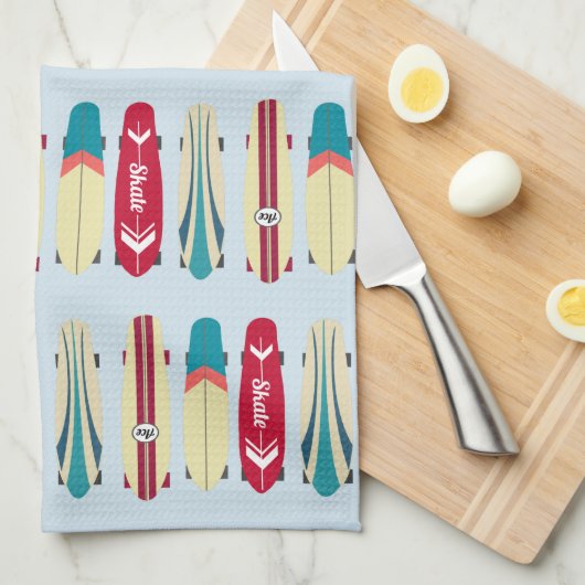 Vintage Skateboards Geschirrtuch (Viertel Falte)