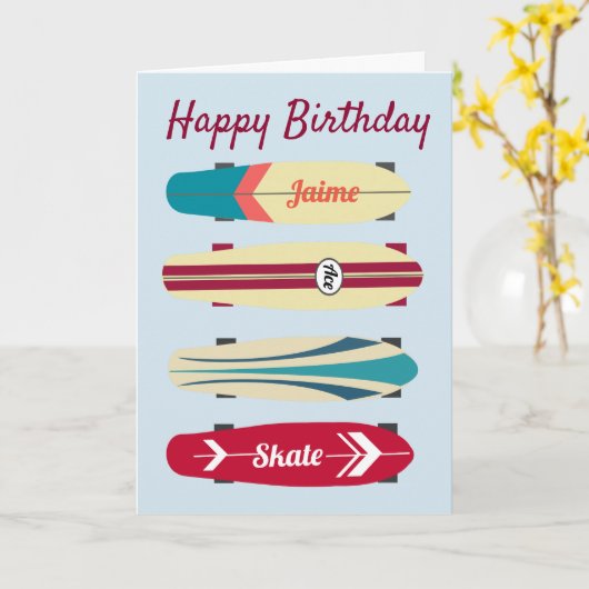 Vintage Skateboards Karte (Gelbe Blume)