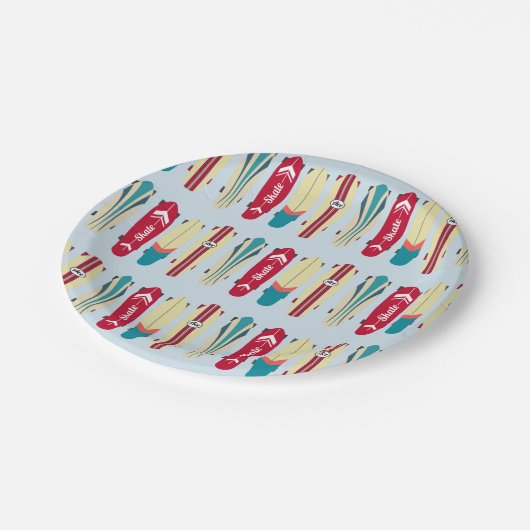 Vintage Skateboards Pappteller (Schrägansicht)