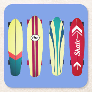 Vintage Skateboards Rechteckiger Pappuntersetzer