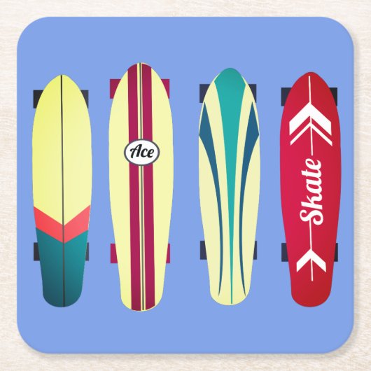 Vintage Skateboards Rechteckiger Pappuntersetzer (Vorderseite)