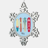 Vintage Skateboards Schneeflocken Zinn-Ornament (Rechts)