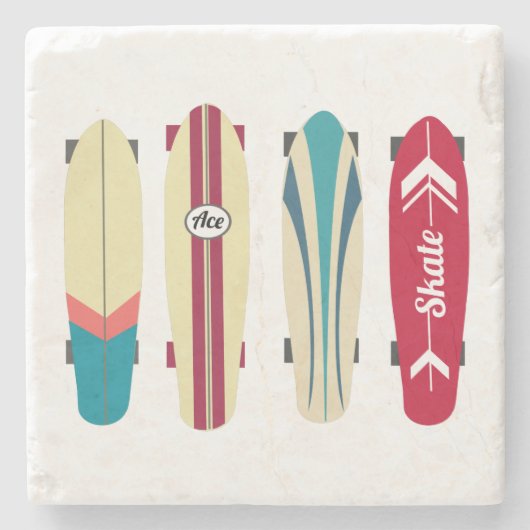 Vintage Skateboards Steinuntersetzer (Vorderseite)