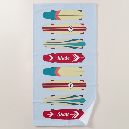 Vintage Skateboards Strandtuch (Vorderseite)