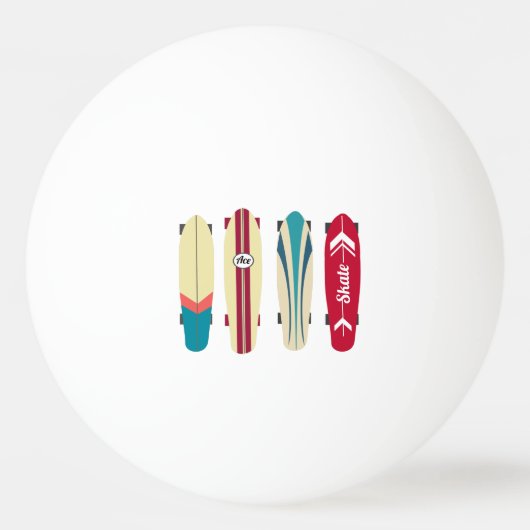 Vintage Skateboards Tischtennisball (Vorderseite)