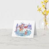 Vintage Skaten am Wintergebirge Karte (Gelbe Blume)