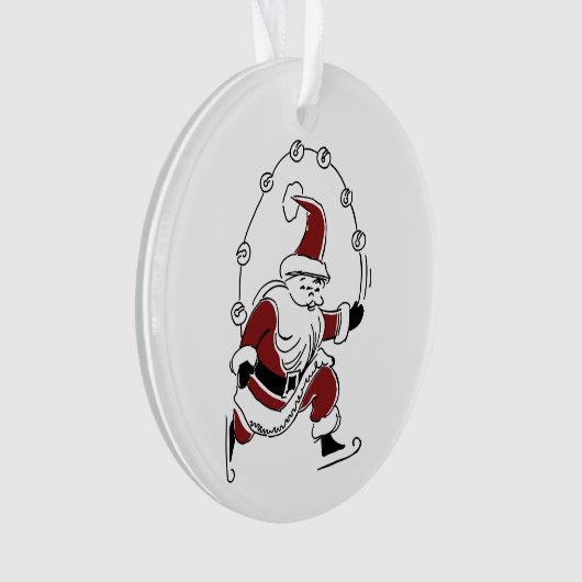 Vintage Skating Santa Christmas Ornament (Vorderseite)