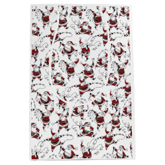 Vintage Skating Santa with Bells Mittlere Geschenktüte