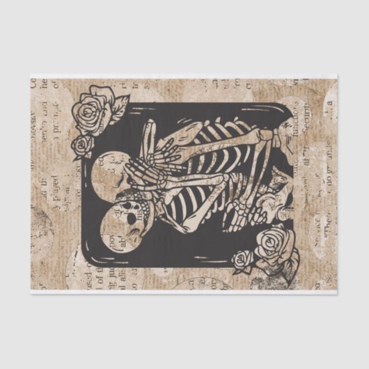 Vintage Skeleton-Halloween-Hochzeit Seidenpapier (Vorderseite)