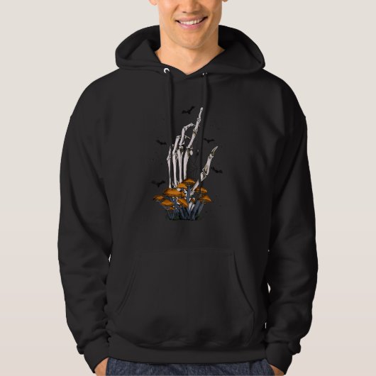 Vintage Skeleton Hand Skull Mushrooms Butterfly Na Hoodie (Vorderseite)