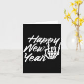 Vintage Skeleton Happy New Year Eve Karte (Gelbe Blume)