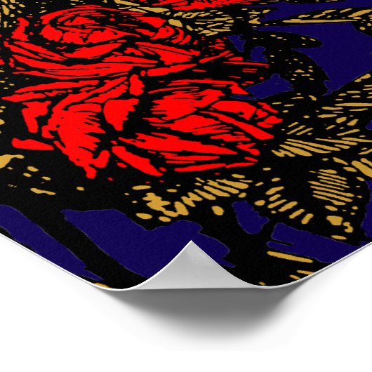 Vintage Skeleton & Roses Poster (Ecke)