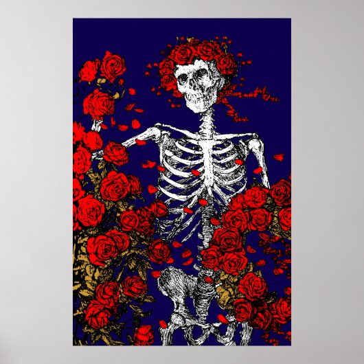 Vintage Skeleton & Roses Poster (Vorne)