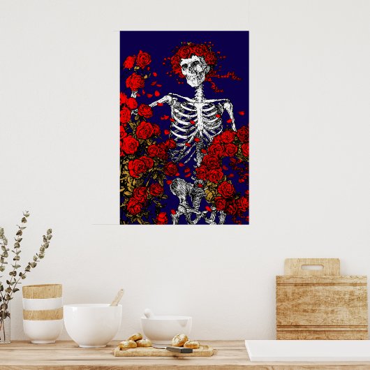 Vintage Skeleton & Roses Poster (Küche)
