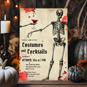Vintage-Skelett-Blutige Erwachsene Halloween-Einla Feiertagskarte