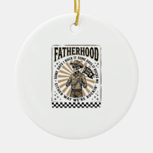 Vintage-Skelett-Cowboy-Vater-Shirt-Design Keramik Ornament