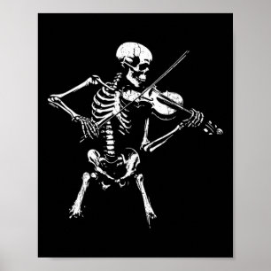 Vintage-Skelett, das Geige spielt, Halloween-Rock Poster