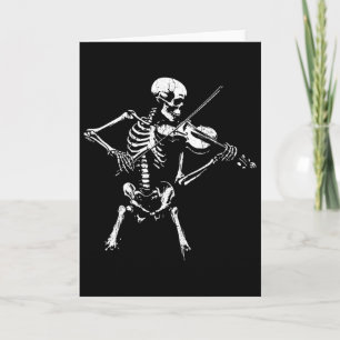 Vintage-Skelett, das Violine spielt, Halloween-Roc Karte