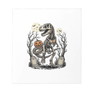 Vintage-Skelett-Dinosaurier-Halloween-Friedhofs-De Notizblock
