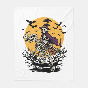 Vintage-Skelett-Dinosaurier-Halloween-Shirt-Design Fleecedecke