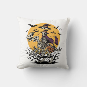 Vintage-Skelett-Dinosaurier-Halloween-Shirt-Design Kissen