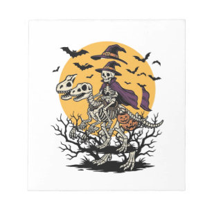 Vintage-Skelett-Dinosaurier-Halloween-Shirt-Design Notizblock