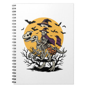 Vintage-Skelett-Dinosaurier-Halloween-Shirt-Design Notizblock