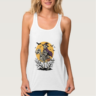 Vintage-Skelett-Dinosaurier-Halloween-Shirt-Design Tank Top