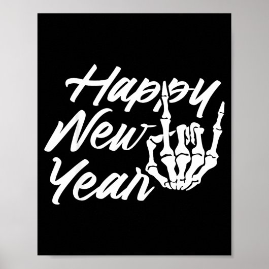 Vintage-Skelett Frohes Silvester Poster (Vorne)