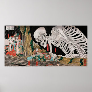 Vintage-Skelett-Gespenst-Ukiyo-e-Plakat Poster