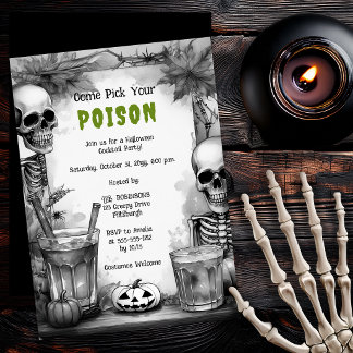 Vintage-Skelett-Giftcocktail-Halloween-Party Einladung