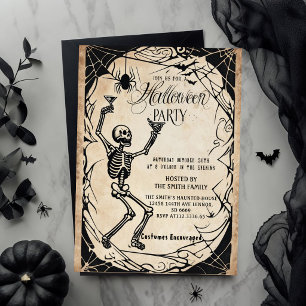 Vintage-Skelett-Halloween-Party-Einladung Goth Einladung