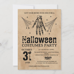 Vintage-Skelett-Hand-Halloween-Kostümparty Einladung