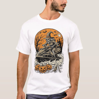 Vintage-Skelett-Hexe-Halloween-Jet-Ski-Shirt-Des T-Shirt