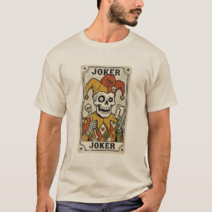Vintage-Skelett-Joker-Kartenkunst T-Shirt