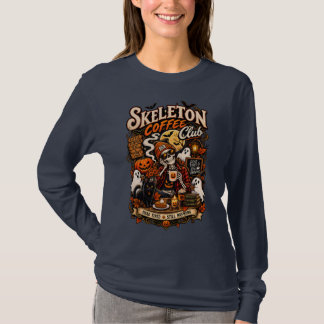 Vintage-Skelett-Kaffeeclub-Totmüde-Halloween T-Shirt