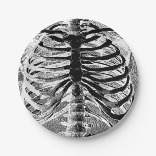 Vintage-Skelett-Knochen-Torso-Körper-Halloween Pappteller