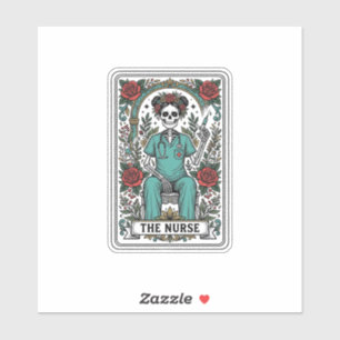 Vintage-Skelett-Krankenschwester-Tarotkarten-Shirt Aufkleber