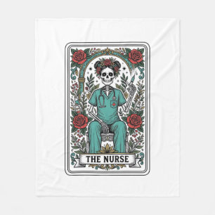 Vintage-Skelett-Krankenschwester-Tarotkarten-Shirt Fleecedecke