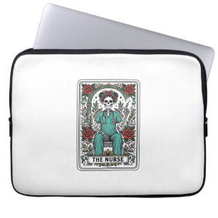 Vintage-Skelett-Krankenschwester-Tarotkarten-Shirt Laptopschutzhülle