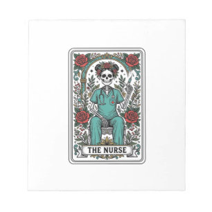 Vintage-Skelett-Krankenschwester-Tarotkarten-Shirt Notizblock