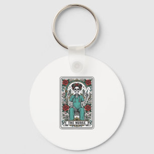 Vintage-Skelett-Krankenschwester-Tarotkarten-Shirt Schlüsselanhänger