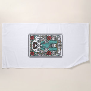 Vintage-Skelett-Krankenschwester-Tarotkarten-Shirt Strandtuch