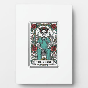 Vintage-Skelett-Krankenschwester-Tarotkartendesign Fotoplatte