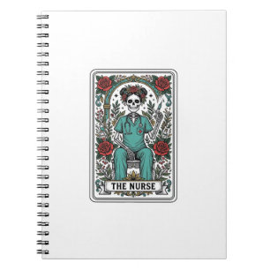 Vintage-Skelett-Krankenschwester-Tarotkartendesign Notizblock