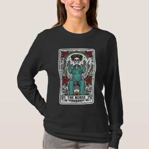 Vintage-Skelett-Krankenschwester-Tarotkartendesign T-Shirt