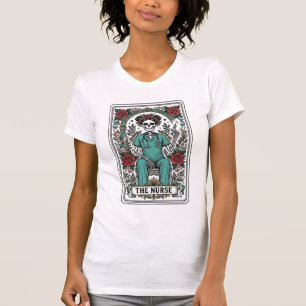 Vintage-Skelett-Krankenschwester-Tarotkartendesign T-Shirt