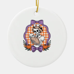 Vintage-Skelett-Krankenschwester und Baby � Süße H Keramik Ornament